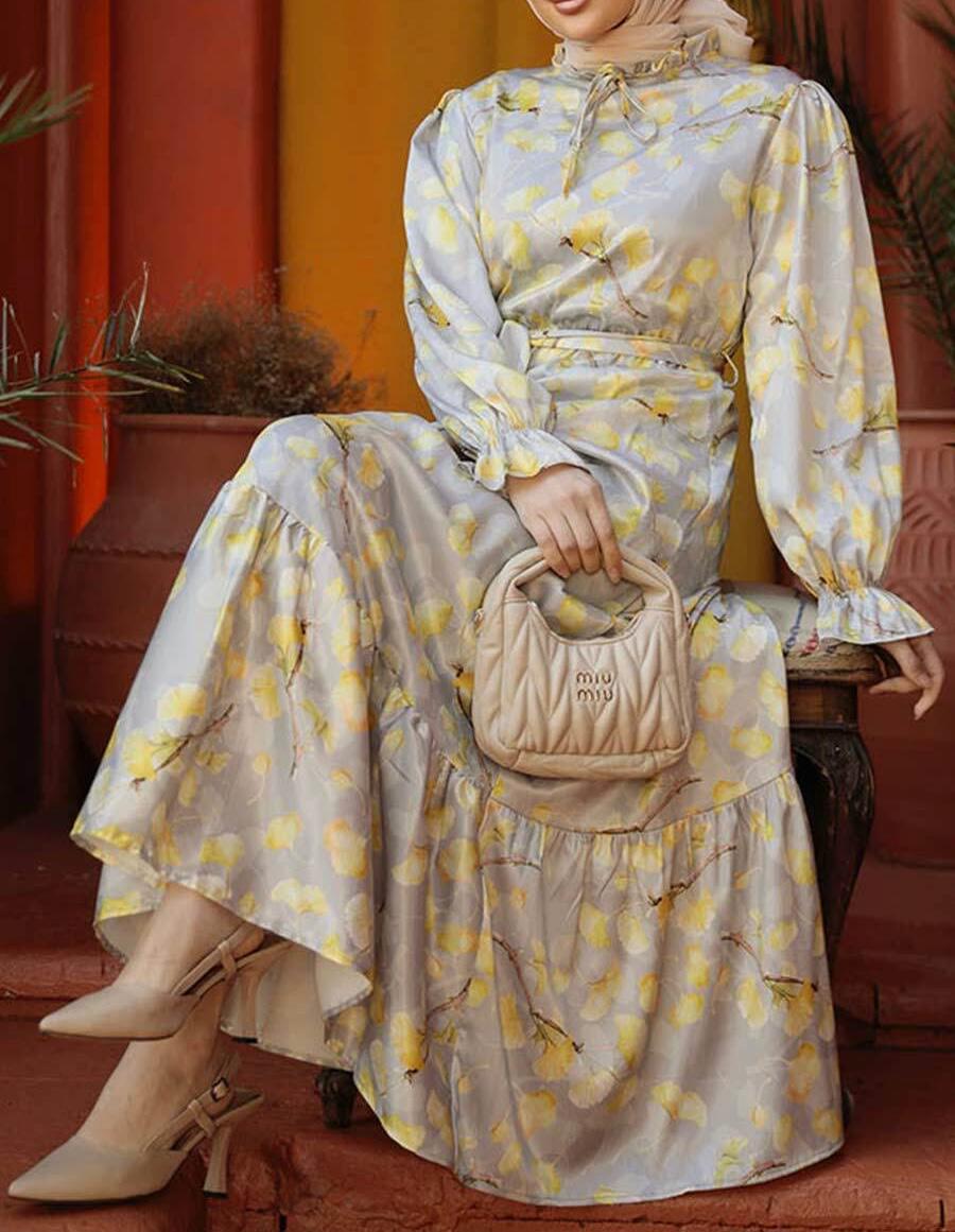 Floral Satin Printed Dress.