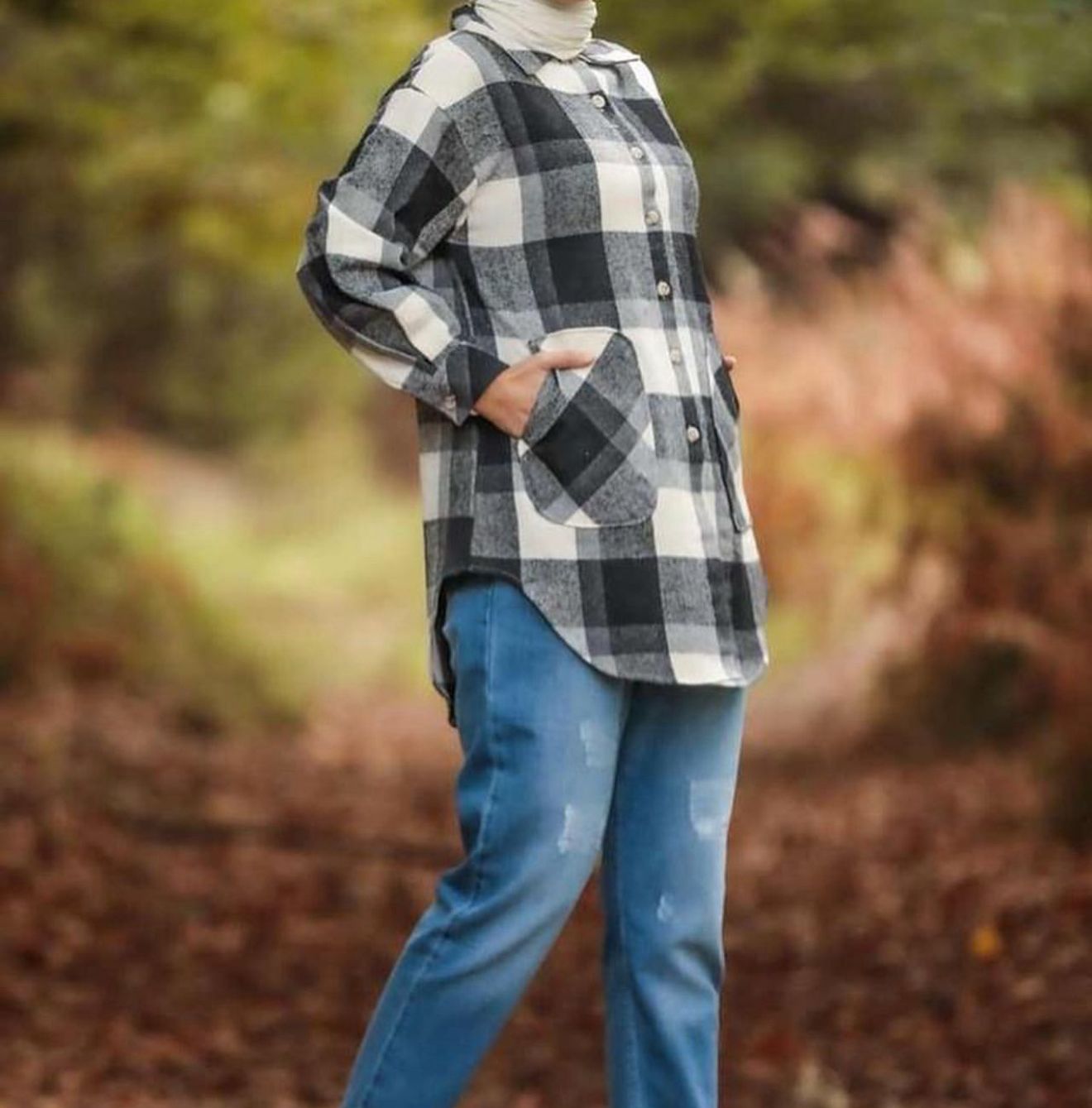 Women's Flannel Plaid Shacket Jacket Casual Oversized Long Sleeve Button