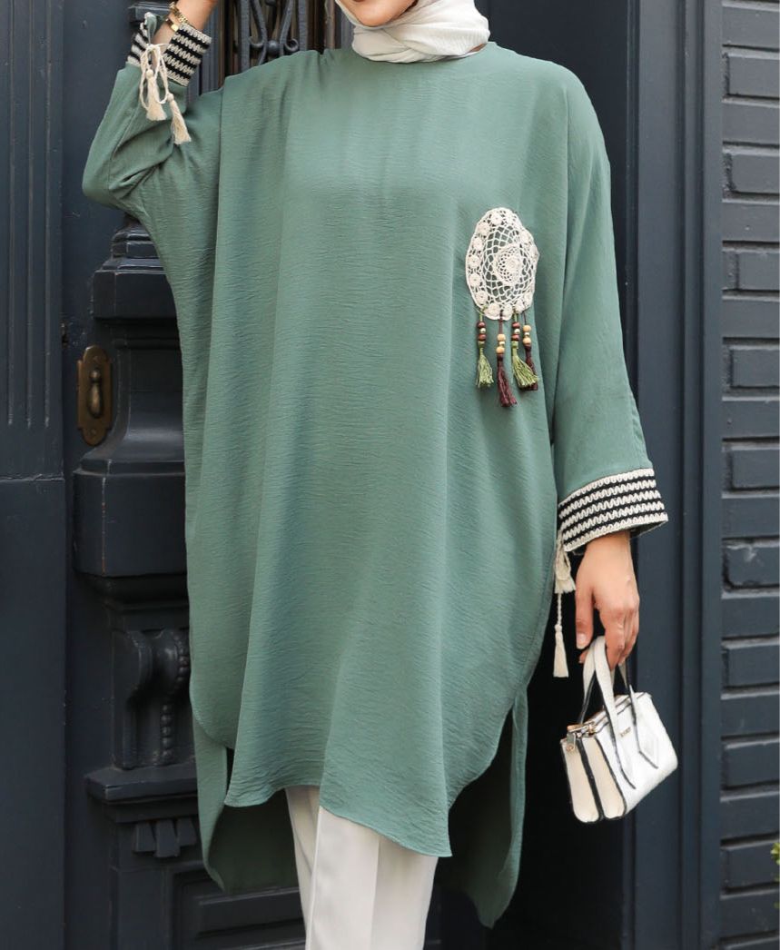 Almond Green Modest Top